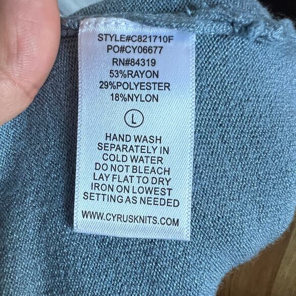 Cyrus Knit Open Cardigan Blue Long Sleeve Longline Soft & Cozy Size Large - Picture 6 of 7